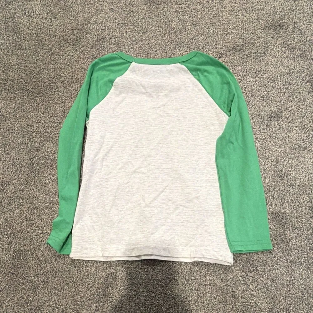 Minecraft Boys Raglan Long Sleeve Crew Neck T-Shirt Green Gray Size 4 NWT A6